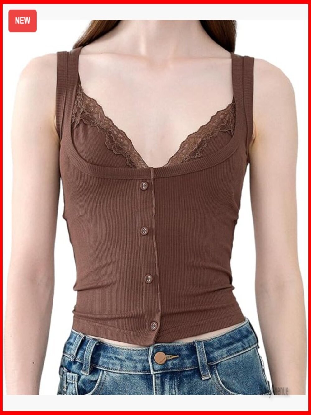 Ribbed Tank Top Square Neck Sleeveless Slim Fit Essential T Shirt
